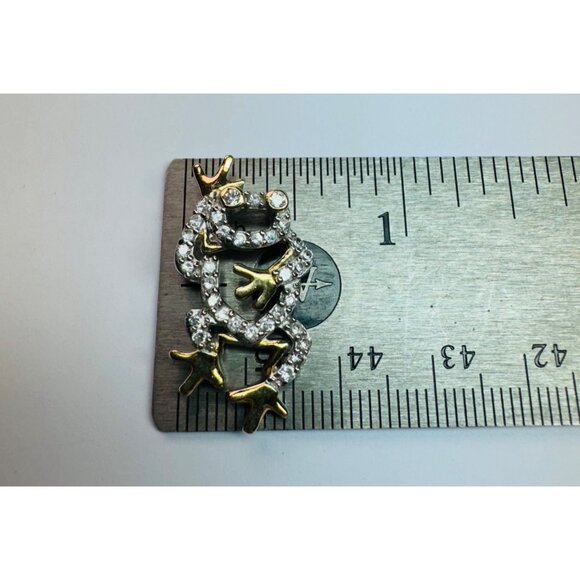 Brand New Sterling Silver Shiny Topaz Two-Tone Frog Motif Petite Pendant Charm - Picture 7 of 9